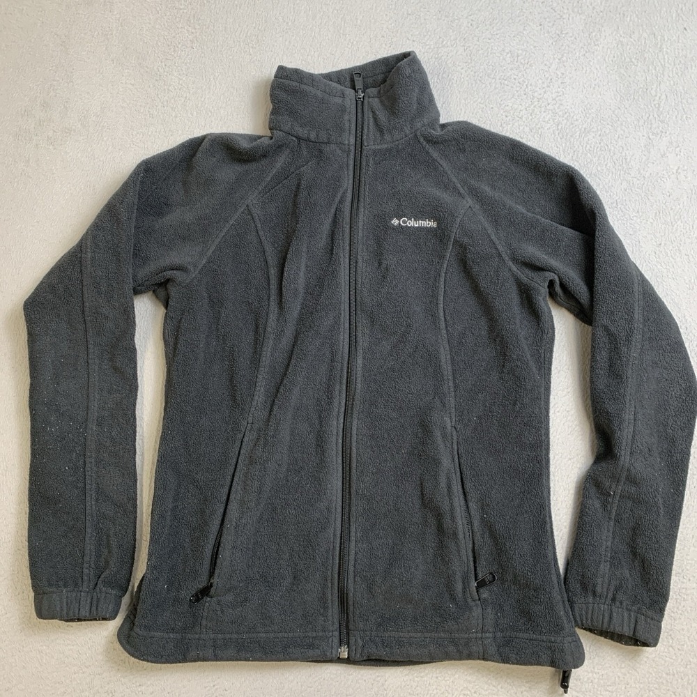 Columbia Jacket Men's S Black Fleece Full Zip Collar Soft Front Pockets Pullover
